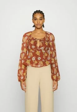 Cheap 😍 Hollister Co. FLYAWAY BABYDOLL - Blouse - Brown ❤️