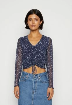 Promo ✨ Hollister Co. MIDDLE CINCHED TIE - Long Sleeved Top - Navy 🔥