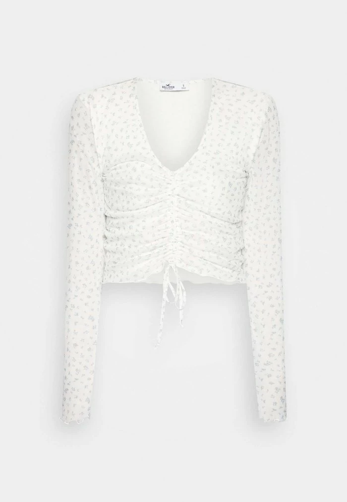 Deals ๐ Hollister Co. MIDDLE CINCHED TIE - Long Sleeved Top - White/blue ๐ฏ - Image 5
