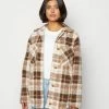 Brand new ❤️ Hollister Co. SHACKET STATEMENT - Light Jacket - Brown Plaid 🎁