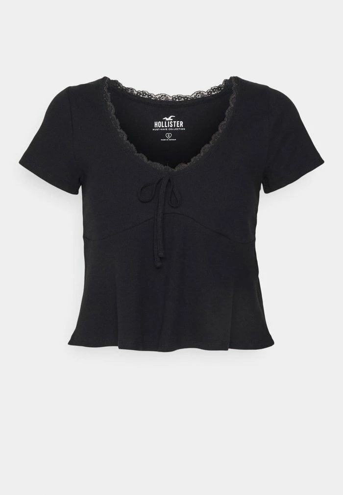 Brand new ๐ Hollister Co. PEPLUM - Print T-shirt - Casual Black ๐ - Image 4