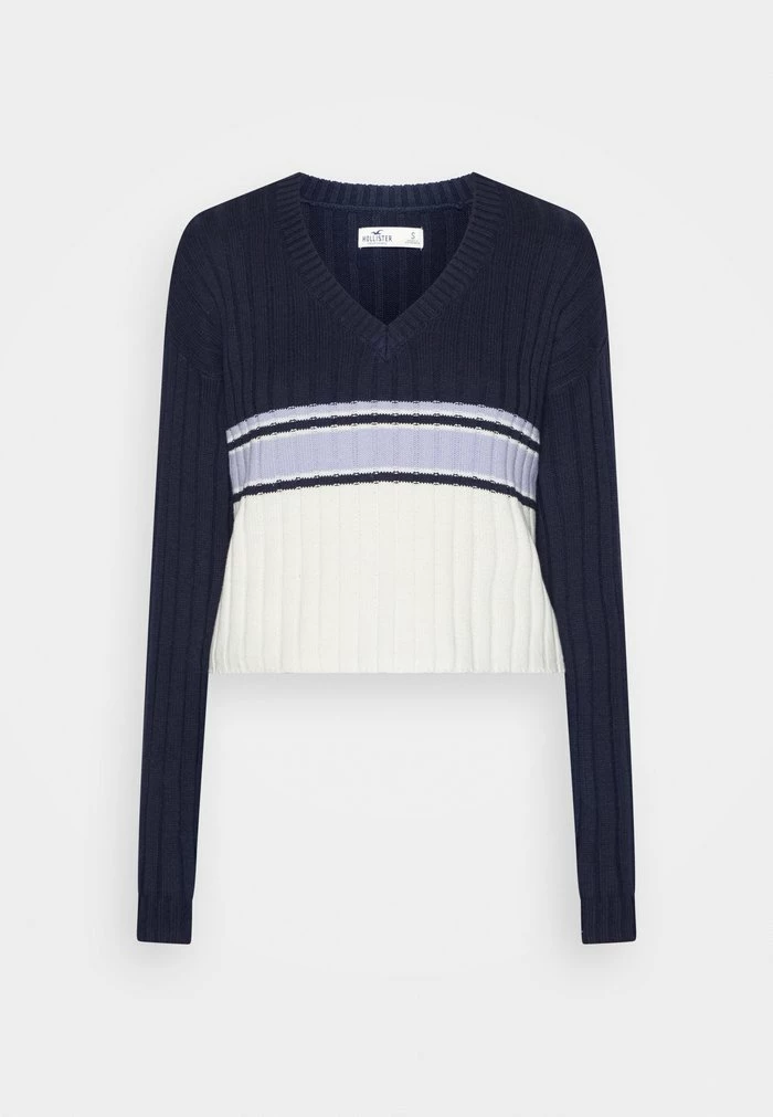 Best reviews of ๐ Hollister Co. SCROLL STOPPER V NECK - Jumper - Navy ๐งจ - Image 5