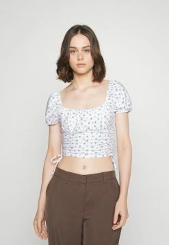 Outlet ✔️ Hollister Co. TRIM BABY TEE - Print T-shirt - Blue/white 💯