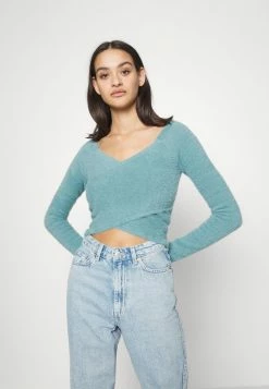 Coupon 😀 Hollister Co. COSZY WRAP SWEATER - Jumper - Smoke Blue ⭐