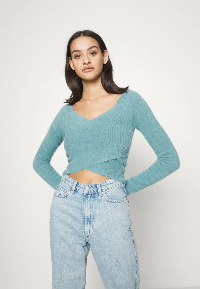 Coupon 😀 Hollister Co. COSZY WRAP SWEATER - Jumper - Smoke Blue ⭐