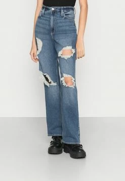 Brand new 💯 Hollister Co. CURVY SHRED DAD - Straight Leg 👖 Jeans - Dark Blue Denim 🎉