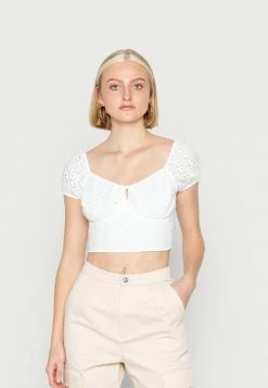 Budget 🤩 Hollister Co. RUCHED BUST - Print T-shirt - White Eyelet 👍