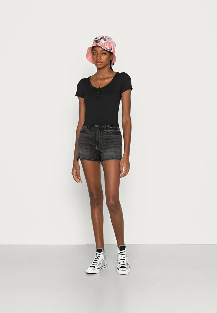 Top 10 🎉 Hollister Co. SEAMLESS SNAP HENLEY - Basic T-shirt - Casual Black 🎁 - Image 2