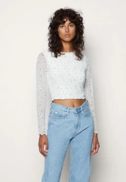 Deals 🎉 Hollister Co. CREW - Long Sleeved Top - White/blue ⌛