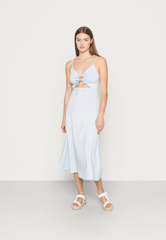 Hot Sale 🛒 Hollister Co. BARE CUTOUT MIDI 👗 DRESS - Jersey 👗 DRESS - Xenon Blue 😍