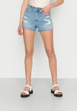 Best deal 🛒 Hollister Co. CURVY MEDIUM DESTROY - Denim Shorts - Blue Denim 🔔