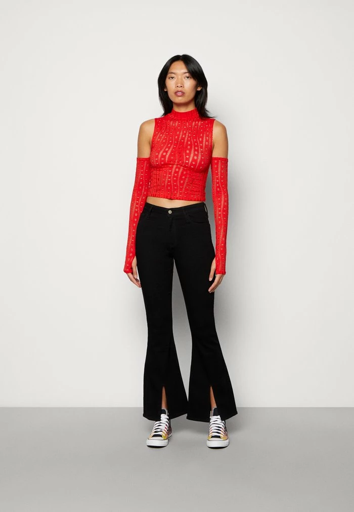 Cheapest ๐ Hollister Co. High Rise Front Slit Flare - Bootcut ๐ Jeans - Black โค๏ธ