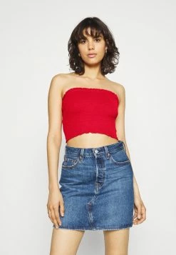 New 🧨 Hollister Co. SMOCKED TIE BACK TUBE - Top - Red ❤️