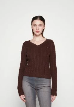 Brand new ✨ Hollister Co. ICON CABLE V NECK - Jumper - Chicory Brown 😀