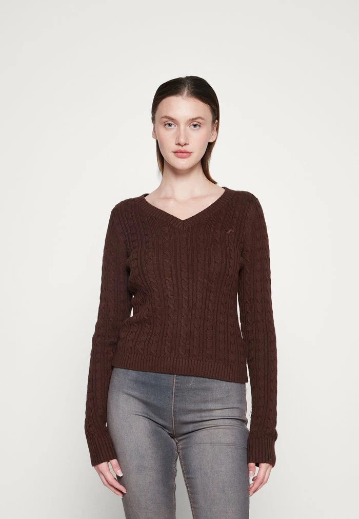 Brand new ✨ Hollister Co. ICON CABLE V NECK - Jumper - Chicory Brown ???? 3 Brand new ✨ Hollister Co. ICON CABLE V NECK - Jumper - Chicory Brown ????