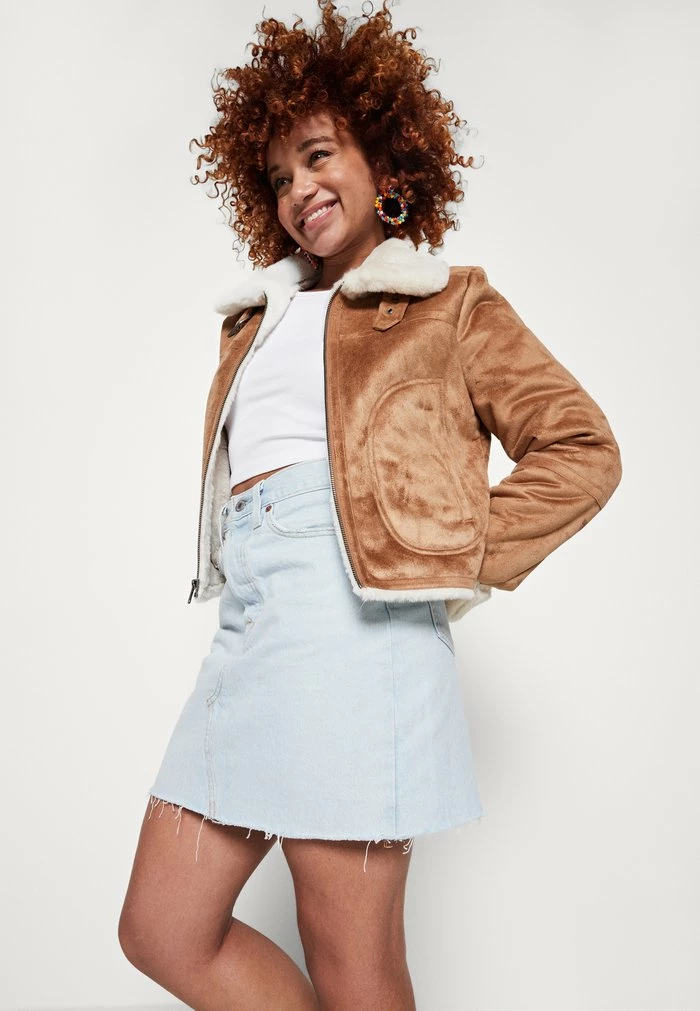 Best reviews of 😍 Hollister Co. COZY BIKER - Faux Leather Jacket - Tan ⌛ - Image 4