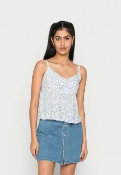 Discount 🎁 Hollister Co. BARE BABYDOLL - Top - White/marina ✔️