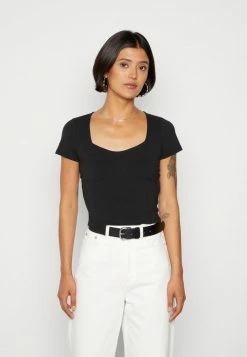 Best Pirce 🌟 Hollister Co. SEAMED BUST CUP - Basic T-shirt - Casual Black 💯