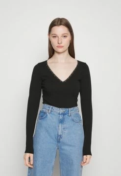 Flash Sale 🔔 Hollister Co. LACE TRIM - Long Sleeved Top - Black 🛒