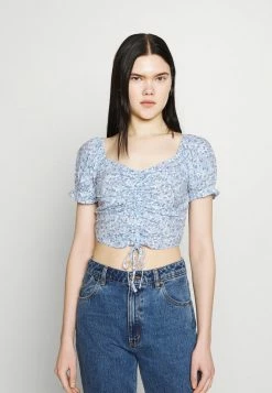 Wholesale ✨ Hollister Co. CINCH TIE - Print T-shirt - White/blue 🧨