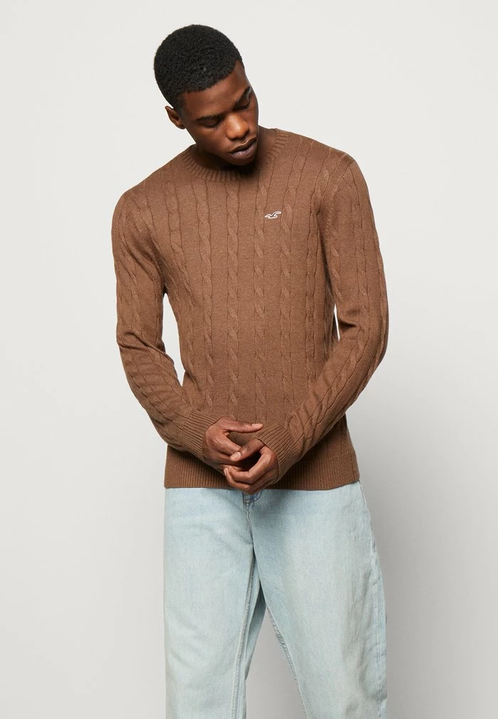 Flash Sale 🥰 Hollister Co. CABLE CREW - Jumper - Brown 😍 - Image 4