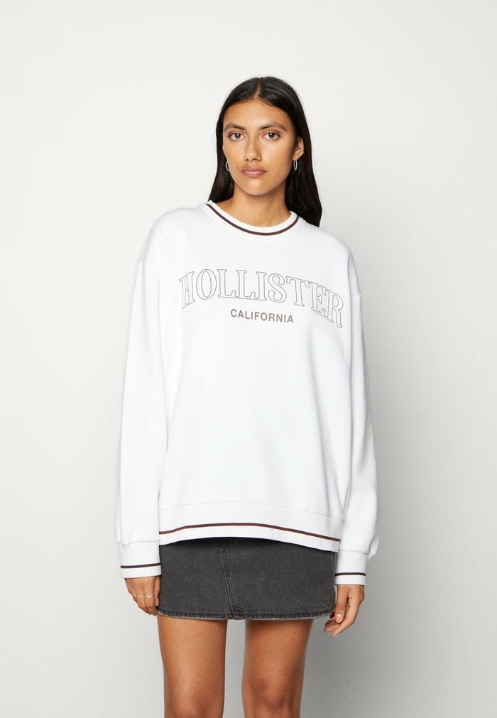 Deals 💯 Hollister Co. OVERSIZED CREW - Sweatshirt - White ❤️