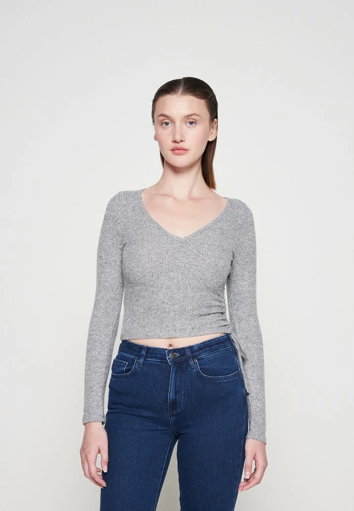 Cheapest ๐ Hollister Co. COZY CORE WRAP SIDE CINCH - Long Sleeved Top - Vendor Grey ๐งจ