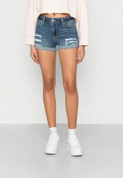 Cheap ⌛ Hollister Co. DARK DESTROY - Denim Shorts - Dark Blue 🛒