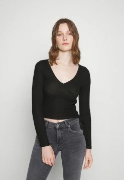 Cheapest 🔔 Hollister Co. COZY CORE WRAP SIDE CINCH - Long Sleeved Top - Black 🔥