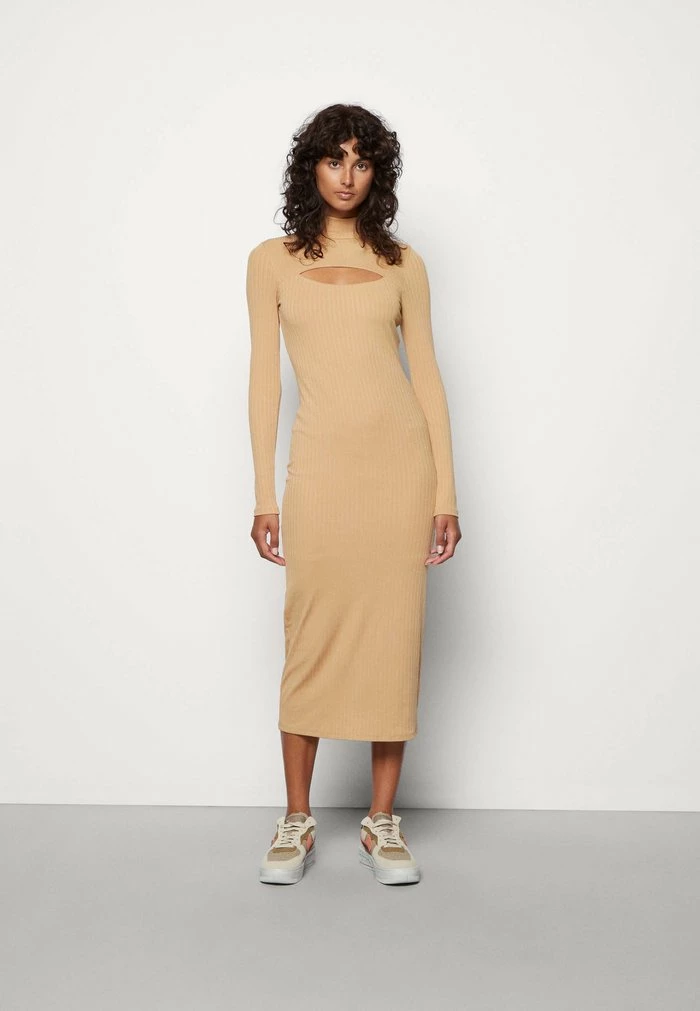 Buy ๐ Hollister Co. MOCK CUTOUT MIDI ๐ DRESS - Jumper ๐ DRESS - Tan โญ