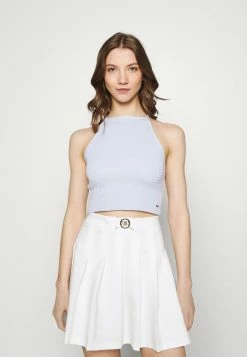 Cheapest ๐ Hollister Co. SMOCKED OPEN BACK HALTER - Top - Blue ๐คฉ