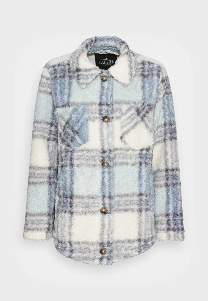 Promo ๐ Hollister Co. SHERPA MID LENGTH SHACKET - Light Jacket - Blue Plaid ๐ - Image 4