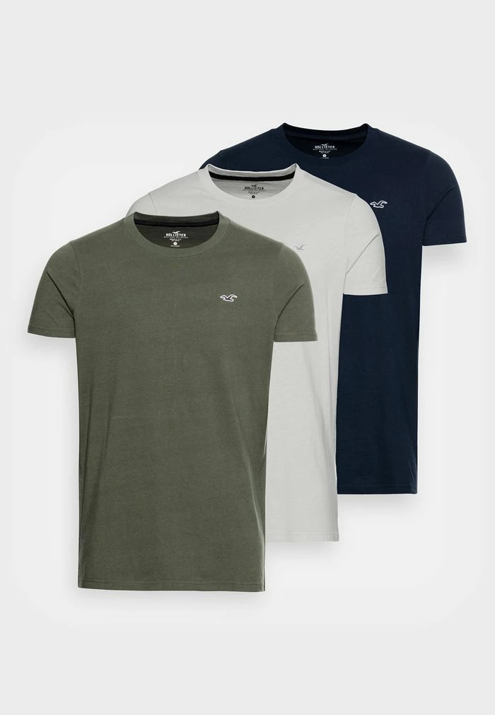 Buy 😉 Hollister Co. MUSCLE FIT CREW 3PACK - Basic T-shirt - Grey/green/navy 😀 - Image 6