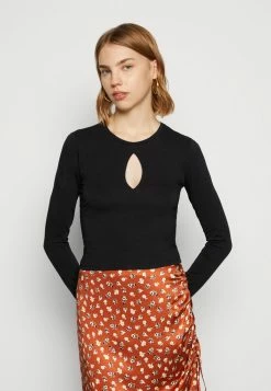 Best deal ✨ Hollister Co. PLACKET CUTOUTS - Long Sleeved Top - Black ⌛