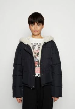 Discount 🌟 Hollister Co. HOODED FAHION PUFFER - Winter Jacket - Black ⌛