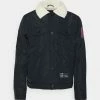 Promo 🤩 Hollister Co. SHERPA TRUCKER JACKET - Denim Jacket - Black 🥰
