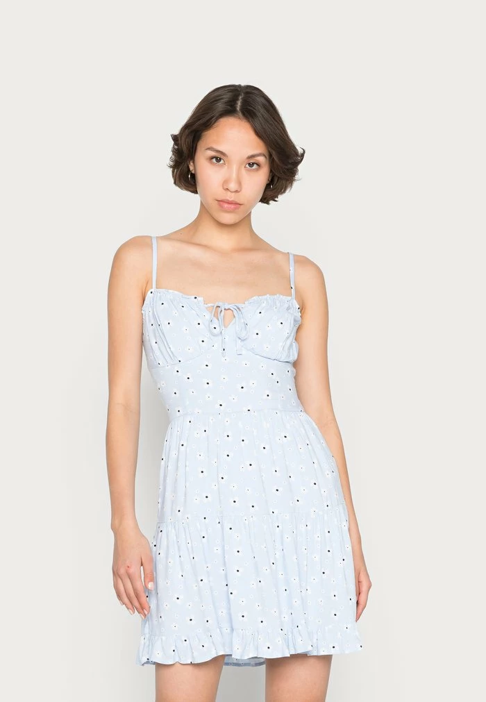 Cheapest ๐ฏ Hollister Co. BARE RUCHED BUST ๐ DRESS - Day ๐ DRESS - Blue ๐ฅฐ