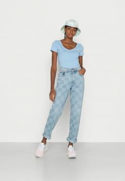 Budget 😉 Hollister Co. SLIM VEE 3 PACK - Basic T-shirt - Bright White/placid Blue/b25 😉