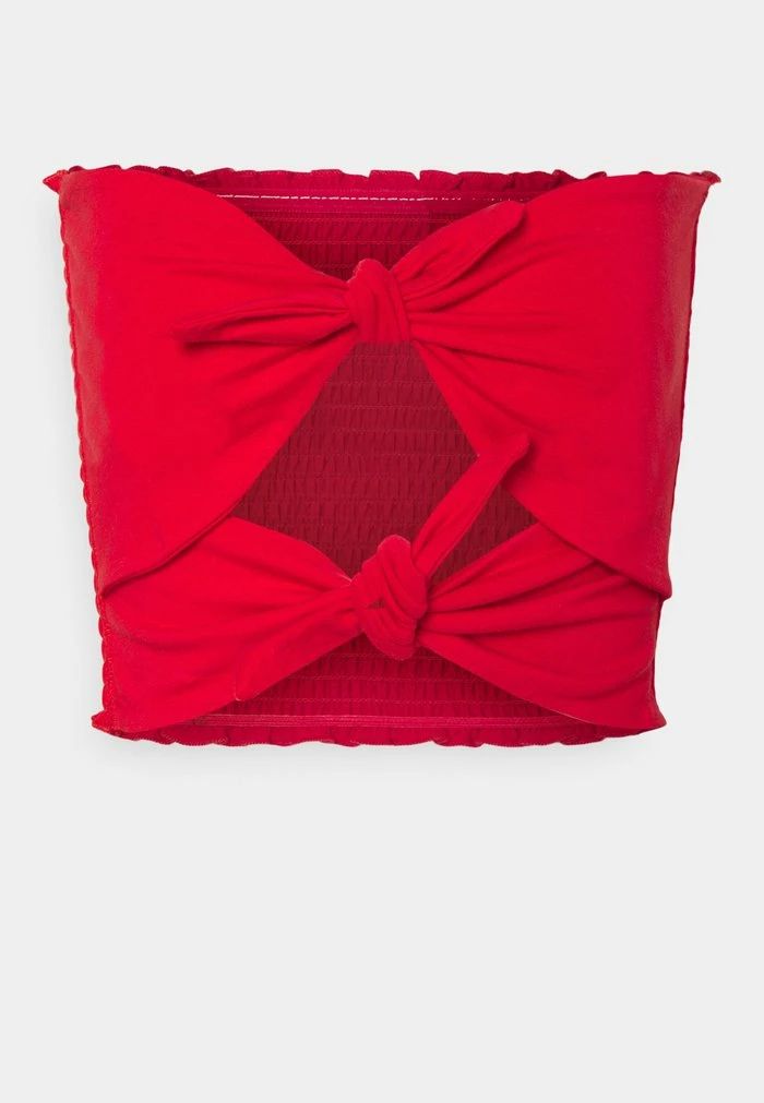 New ๐งจ Hollister Co. SMOCKED TIE BACK TUBE - Top - Red โค๏ธ - Image 6